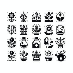 plant and flower icons set