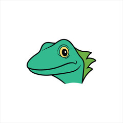 Iguana head cartoon vector illustration on white background