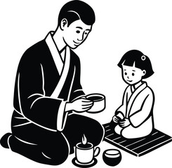 Happy Father's Day Silhouette Vector Illustration | Heartfelt Design for Celebrations