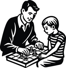 Happy Father's Day Silhouette Vector Illustration | Heartfelt Design for Celebrations