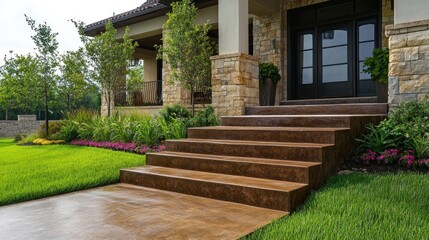 Modern House Entrance with Stone Steps