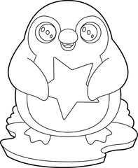 Penguin Star Animal Vector Graphic Art Illustration