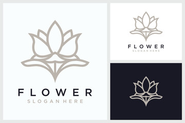 Abstract Luxury Flower Line Art Logo, Abstract Luxury Flower Line Art Vector
