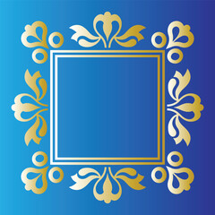 PrintElegant Ornamental Frame Classic Gold on Blue Gradient