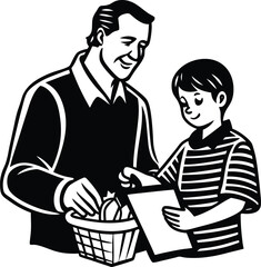 Happy Father's Day Silhouette Vector Illustration | Heartfelt Design for Celebrations