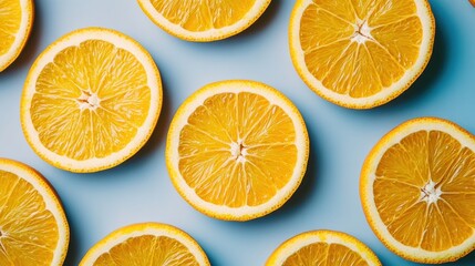 Fototapeta premium Orange Slices on Blue Background