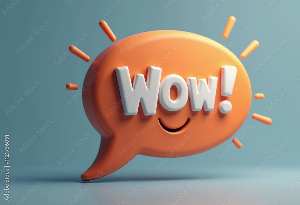 Poster 3D speech bubble with Wow! written in white letters.