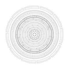 3D circular pattern. Style wireframe model