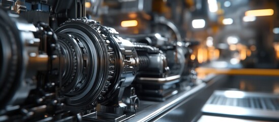 Fototapeta premium Close-up of a Complex Mechanical Gear System