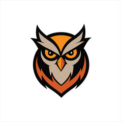  Owl head mascot logo design template vector on white background