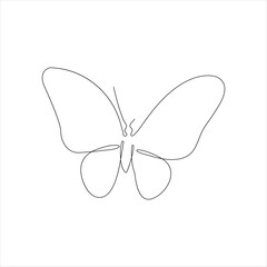  Butterfly continuous one line drawing of isolated outline vector illustration
