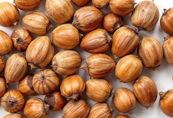 Top view a cedar nuts isolated on white background