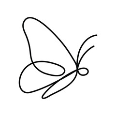  Butterfly continuous one line drawing of isolated outline vector illustration
