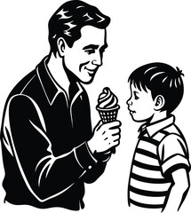 Happy Father's Day Silhouette Vector Illustration | Heartfelt Design for Celebrations