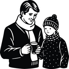 Happy Father's Day Silhouette Vector Illustration | Heartfelt Design for Celebrations