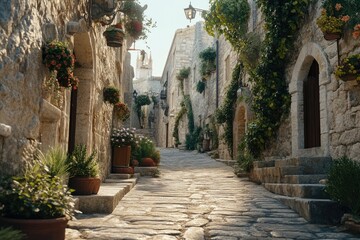 High Quality Image of Street in Vieste,Puglia,Italy, High Detail, 8K
