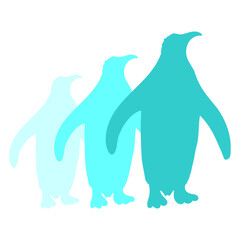 3 Penguins Silhouettes Three Fun Friends Team Line Design Lover Art Vector Illustration Card T-Shirt Poster Sticker Graphic Print Decorative Drawing Isolated Logo Decoration Symbol Creative Cool Style