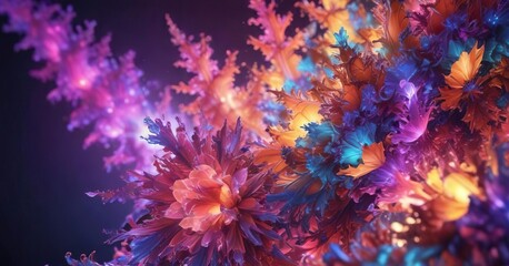 Iridescent glowing fractals in a mesmerizing color pattern , color, iridescent, luminous