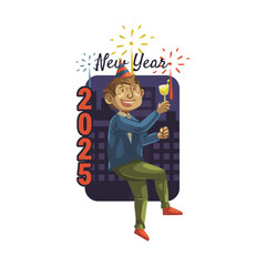 Celebrate New year 2025 illustration