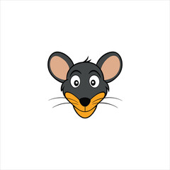 Rat head cartoon vector illustration on white background