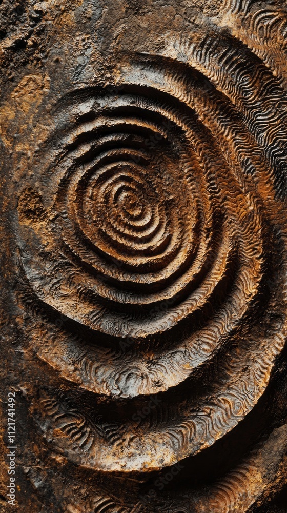 Aufkleber the captivating spiral mocha pattern features intricate ridges and textures, evoking the charm of na