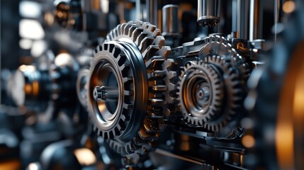 Industrial Gears Close Up