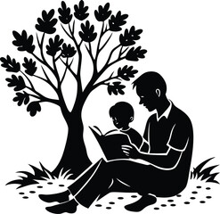 Happy Father's Day Silhouette Vector Illustration | Heartfelt Design for Celebrations