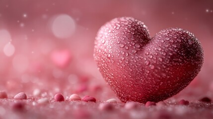 Obraz premium Pink heart on pink rose petals perfect for Valentines Day cards, romantic messages, or love themed designs with soft, elegant backgrounds