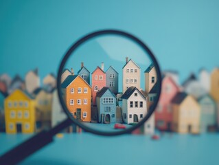 Magnifying Glass Focus on Miniature Village