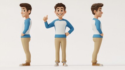 Naklejka premium Cartoon 3D Man in Various Poses