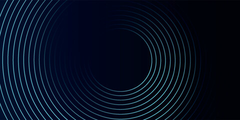 Blue abstract background with glowing circles. Swirl circular lines pattern. Geometric spiral. Twirl element. Modern graphic design. Futuristic technology concept.