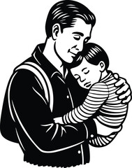 Happy Father's Day Silhouette Vector Illustration | Heartfelt Design for Celebrations.this illustration captures the spirit of love and appreciation for fathers