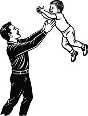 Happy Father's Day Silhouette Vector Illustration | Heartfelt Design for Celebrations.this illustration captures the spirit of love and appreciation for fathers