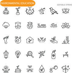 Fototapeta premium Environmental Education Icons for Sustainability, Nature, and Ecology
