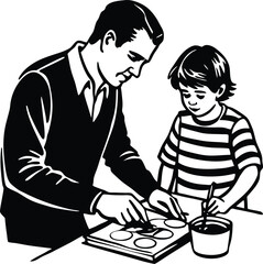 Happy Father's Day Silhouette Vector Illustration | Heartfelt Design for Celebrations.this illustration captures the spirit of love and appreciation for fathers