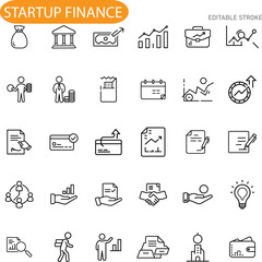 Startup Finance Icons Funding, Growth, Investment, and Business Success