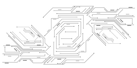 Vector Technology black circuit diagram concept.Abstract technology on white background.  