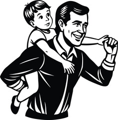 Happy Father's Day Silhouette Vector Illustration | Heartfelt Design for Celebrations.this illustration captures the spirit of love and appreciation for fathers