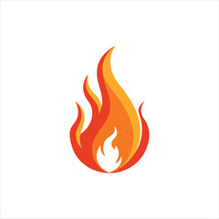 Simple vector Flame icon logo in flat style on white background