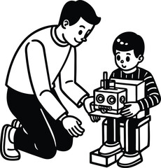 Happy Father's Day Silhouette Vector Illustration | Heartfelt Design for Celebrations.this illustration captures the spirit of love and appreciation for fathers