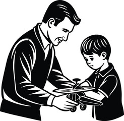 Happy Father's Day Silhouette Vector Illustration | Heartfelt Design for Celebrations.this illustration captures the spirit of love and appreciation for fathers