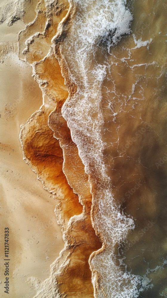 Aufkleber golden sands meet the gentle waves, creating intricate patterns along the coastline. the water glist