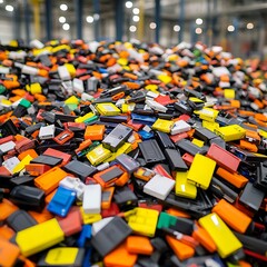 Obraz premium Renewable energy solutionssolar hydro and geothermal battery recycling in high-tech industry environment