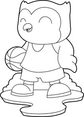 Obraz premium Seal Basketball player Basketball Animal Vector Graphic Art Illustration