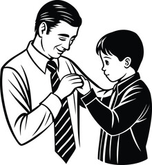 Celebrate Father’s Day with this elegant silhouette vector illustration. Featuring a heartfelt and timeless design, this illustration captures the spirit of love and appreciation for fathers