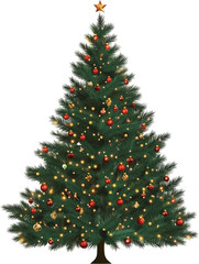 Fototapeta premium Sticker,Christmas tree with colorful design,transparent background,PNG,clipart,Christmas concept.