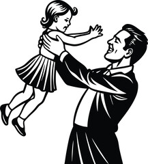 Celebrate Father’s Day with this elegant silhouette vector illustration. Featuring a heartfelt and timeless design, this illustration captures the spirit of love and appreciation for fathers