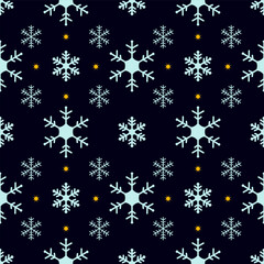 winter night snowflakes seamless pattern