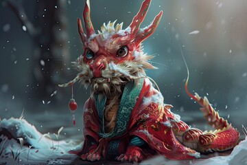 dragon in new year clothes, Chinese new year symbols, Year of the Dragon 