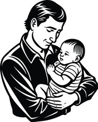 Obraz premium Celebrate Father’s Day with this elegant silhouette vector illustration. Featuring a heartfelt and timeless design